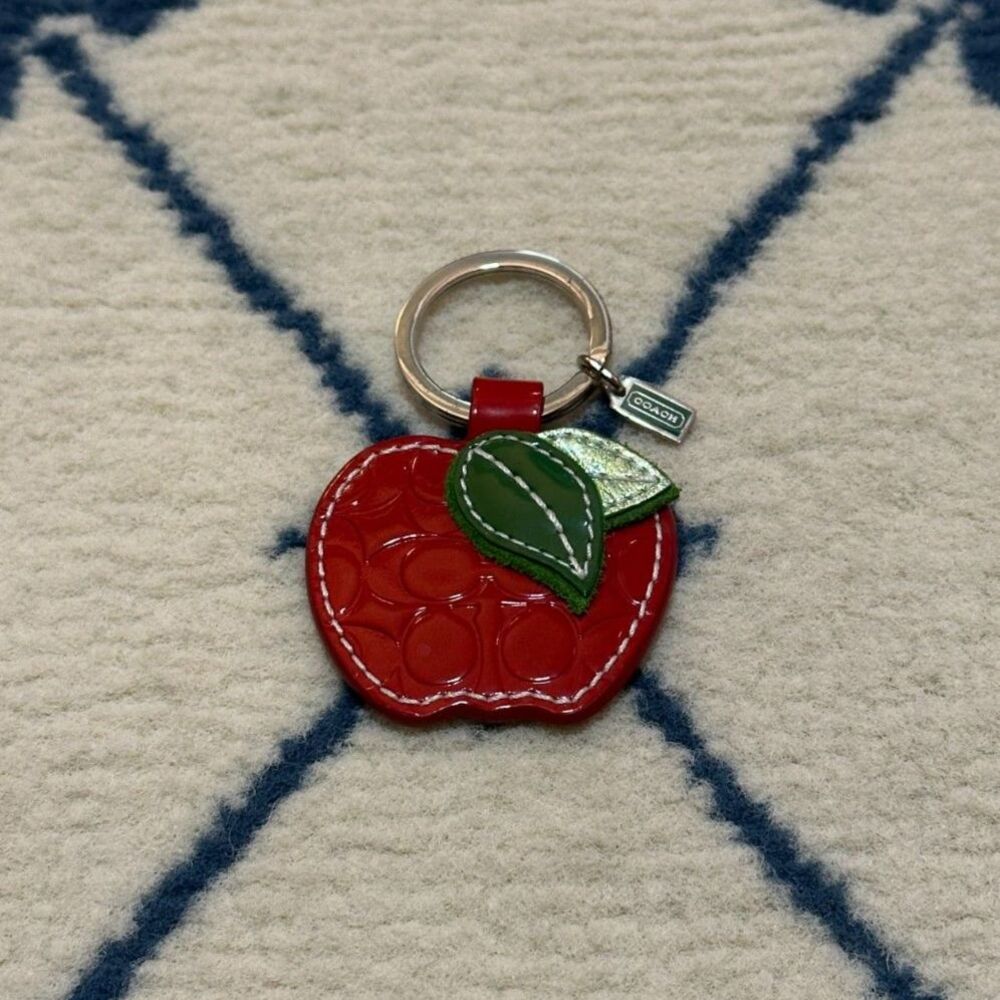 Coach Vintage Y2K Patent Leather Apple Keychain Purse Charm Collectible - Red